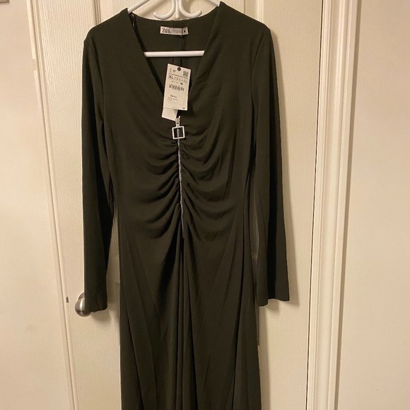 Half Zipper Long Sleeve Midi Dress - Picture 1 of 4